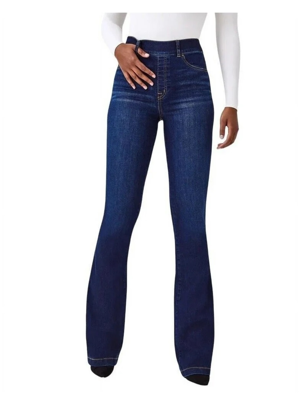 NWT Spanx Midnight Shade Flare Downtown Pull-On Shaping Pants Size Medium Chic.